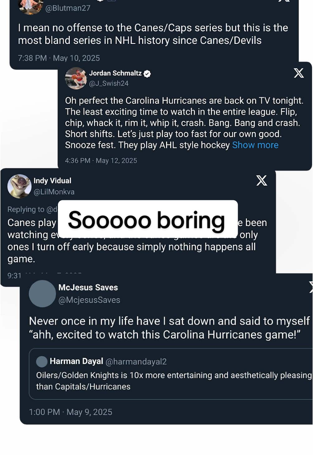 A post by @canes on TikTok caption: Going to the Eastern Conference Finals….so boring 😁 #canes #nhl #playoffs #win #ecfbound