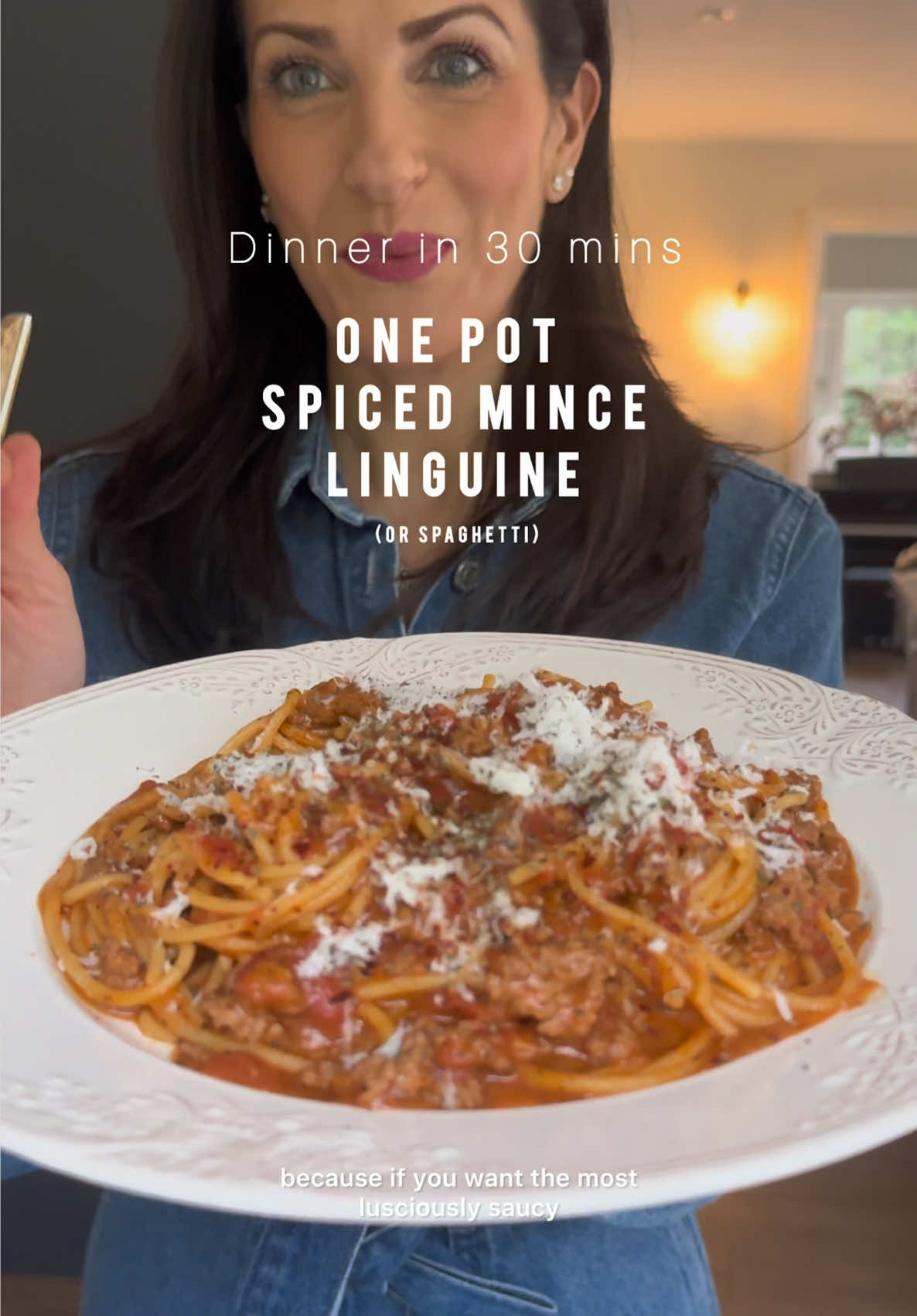 A post by @melizcooks on TikTok caption: One Pot Spiced Minced Linguine (or spaghetti!): Full recipe on the Happy Foodie Website and Dinner Tonight.  I have grown up eating pasta cooked directly in the sauce and I adore the way the pasta soaks up the flavour of the juices while it bubbles away.  Ensure to gently push the long strands of linguine into the sauce as they cook, and stir it as it softens to ensure the strands don’t clump together in the sauce or stick to the bottom of the pan. Saucy and delicious, laden with lashings of grated hellim (halloumi cheese) and dried mint, this really is a simple, any day of the week treat.  Feel free to swap the linguine for spaghetti - can also be made gluten free and meat-free / plant based with the obvious swap outs. SERVES 4 Prep: 5 minutes Cook: 30 minutes 1 chicken or vegetable stock cube + 800ml (pt 7fl oz) boiling hot water OR  OR 500ml fresh chicken stock / broth topped up with 300ml boiling water  3 tbsp olive oil 1 large onion, peeled and finely chopped ¾ tsp sea salt flakes 500g (1lb 20z) beef mince 4 large garlic cloves, finely grated 1tsp pul biber (Aleppo pepper/ Turkish red pepper flakes) ¼ tsp ground cinnamon 2 tsp dried mint ½ tsp coarse black pepper 2 tbsp tathi biber salçasi (Turkish sweet (mild) red pepper paste 1 X 400g (140z) tin chopped tomatoes 100ml (3½fl oz) milk 300g (110z) dried linguine 150g (5½oz) hellim (halloumi cheese), finely grated #melizcooks #pasta #pastarecipe #hellim #halloumi #comfortfood #SimpleRecipe #onepot #recipeoftheday #onepotpasta #melizcooks #fyp 