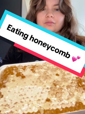 A post by @emily_loves2eat on TikTok caption: This was fun to try! 😁💕 #fyp #foryoupagе #honeycomb #honey #sourdough #fetacheese #tastetest 