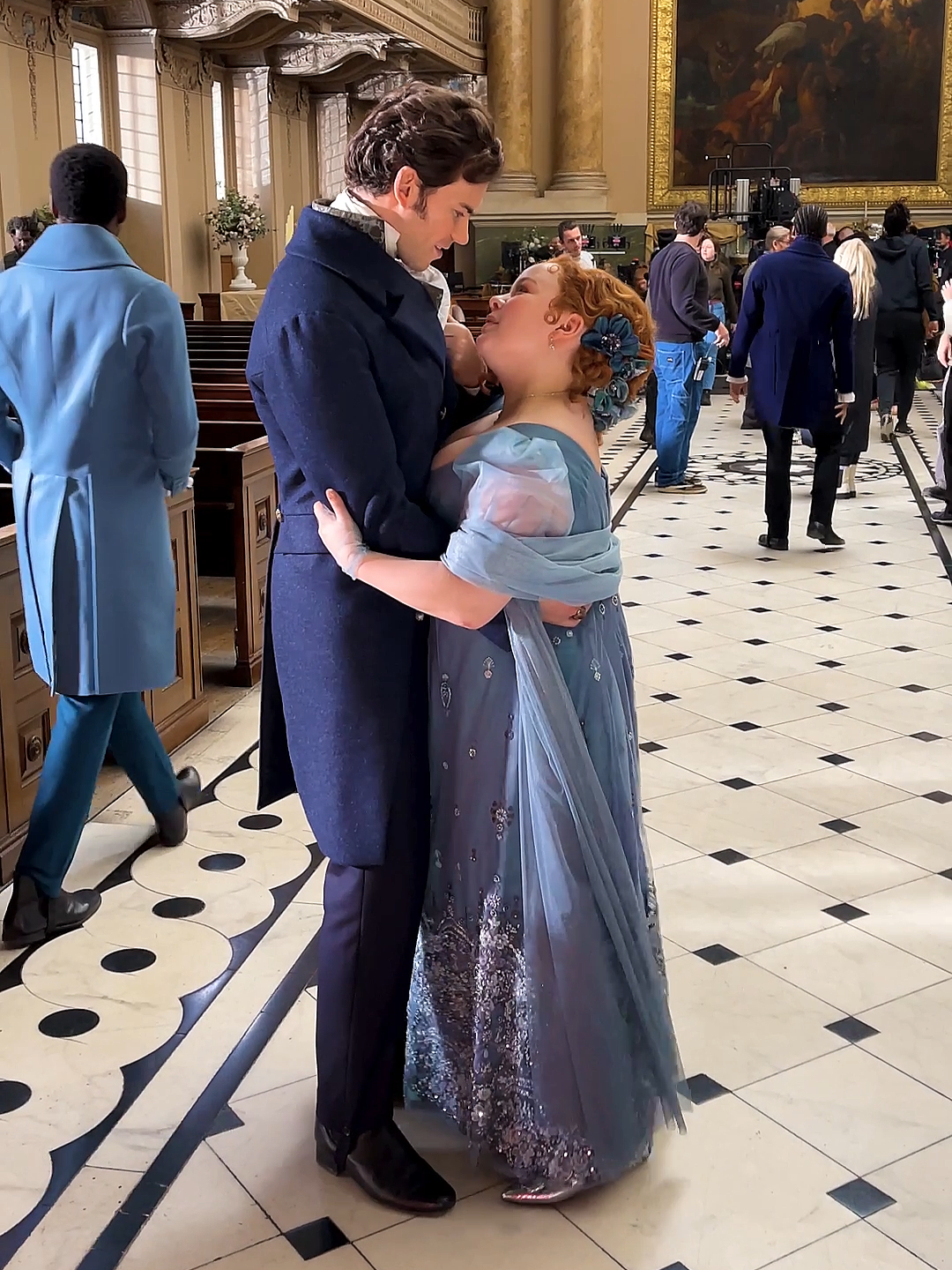A post by @bridgertonnetflix on TikTok caption: Celebrations are in order, dear readers, as we honor the anniversary of Polin season! 🐝