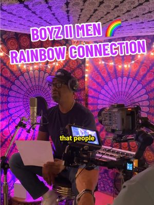 A post by @disneyparks on TikTok caption: Boyz II Men, 🎶 Giving us all the feels with their rendition of "Rainbow Connection" in the all-new World of Color Happiness at #DisneyCaliforniaAdventure 🌈 #Disneyland70 