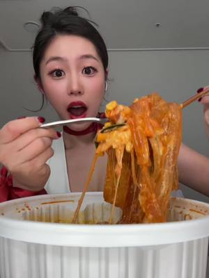 A post by @amyflamy1 on TikTok caption: Just Glass noodles + cheese  #mukbang #mukbangvideo #asmrsounds #asmrvideo #eating #eatingsounds #food #foodasmr #korean 