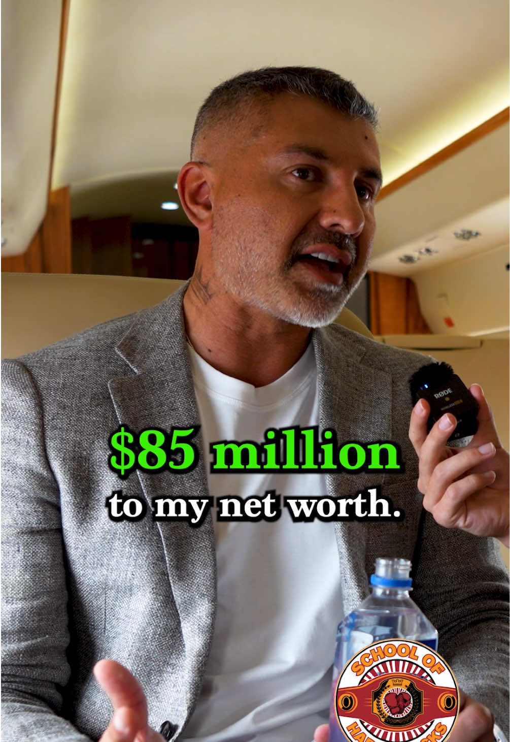 A post by @theschoolofhardknocks on TikTok caption: I asked a private jet owner how he got RICH 🤯 I interviewed healthcare MOGUL @Vick Tipnes and I asked him the best advice he received throughout his career. I also asked him whether or not he thinks everyone is built for entrepreneurship. Lastly, I asked him the most important person he hired throughout his career. #wealth #financialfreedom #entrepreneur #motivation 