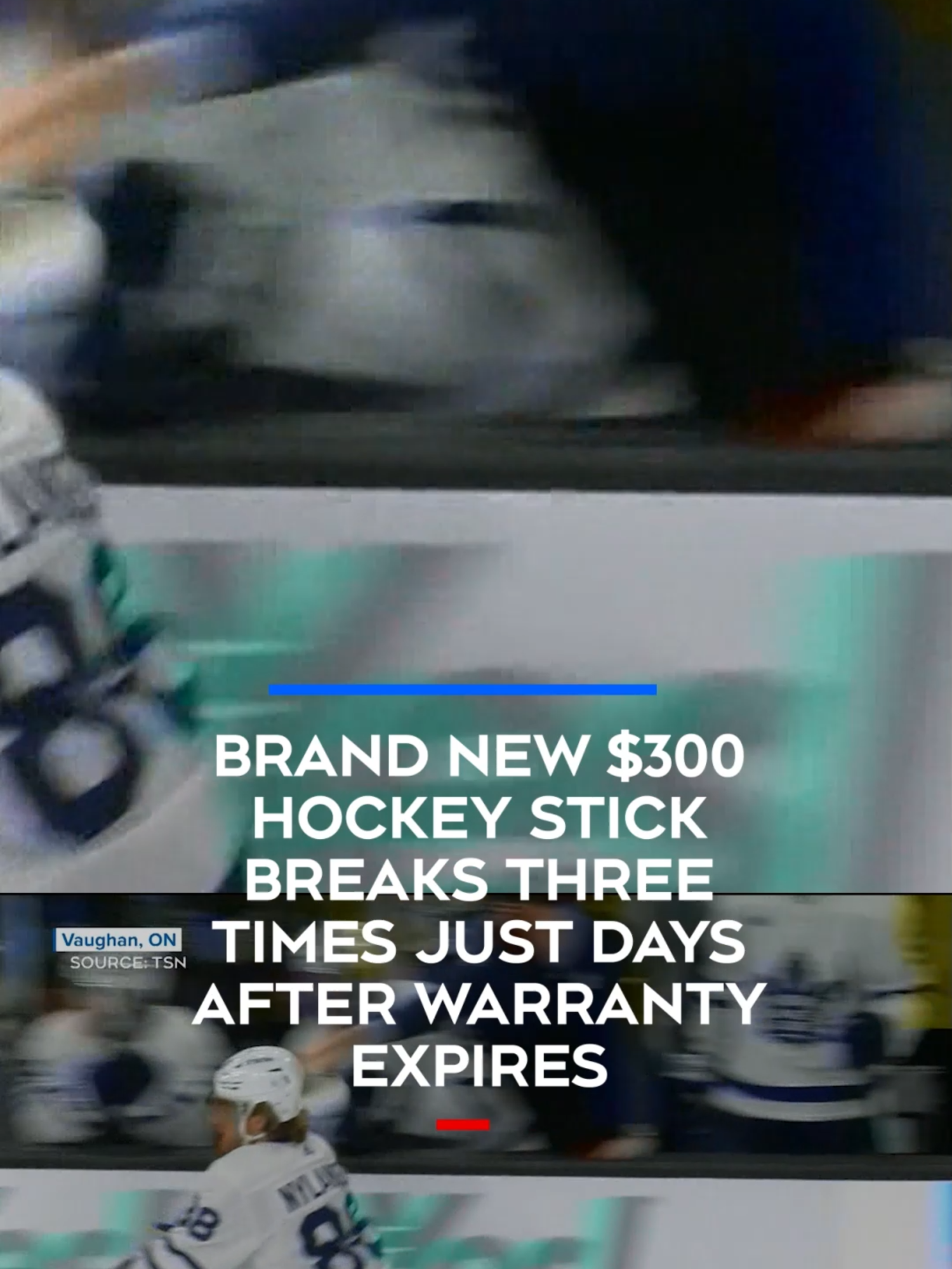 A post by @ctvnewstoronto on TikTok caption: For hockey players, it usually happens at the worst time. Sticks breaking when a big play is about to be made. Luckily, there’s an equipment manager on the bench to provide them with a new one. But for families and recreational players, broken sticks are a major expense as new ones can cost hundreds of dollars. In one Ontario family’s case, they were shocked when a brand new hockey stick broke just ten days after the warranty had expired.
