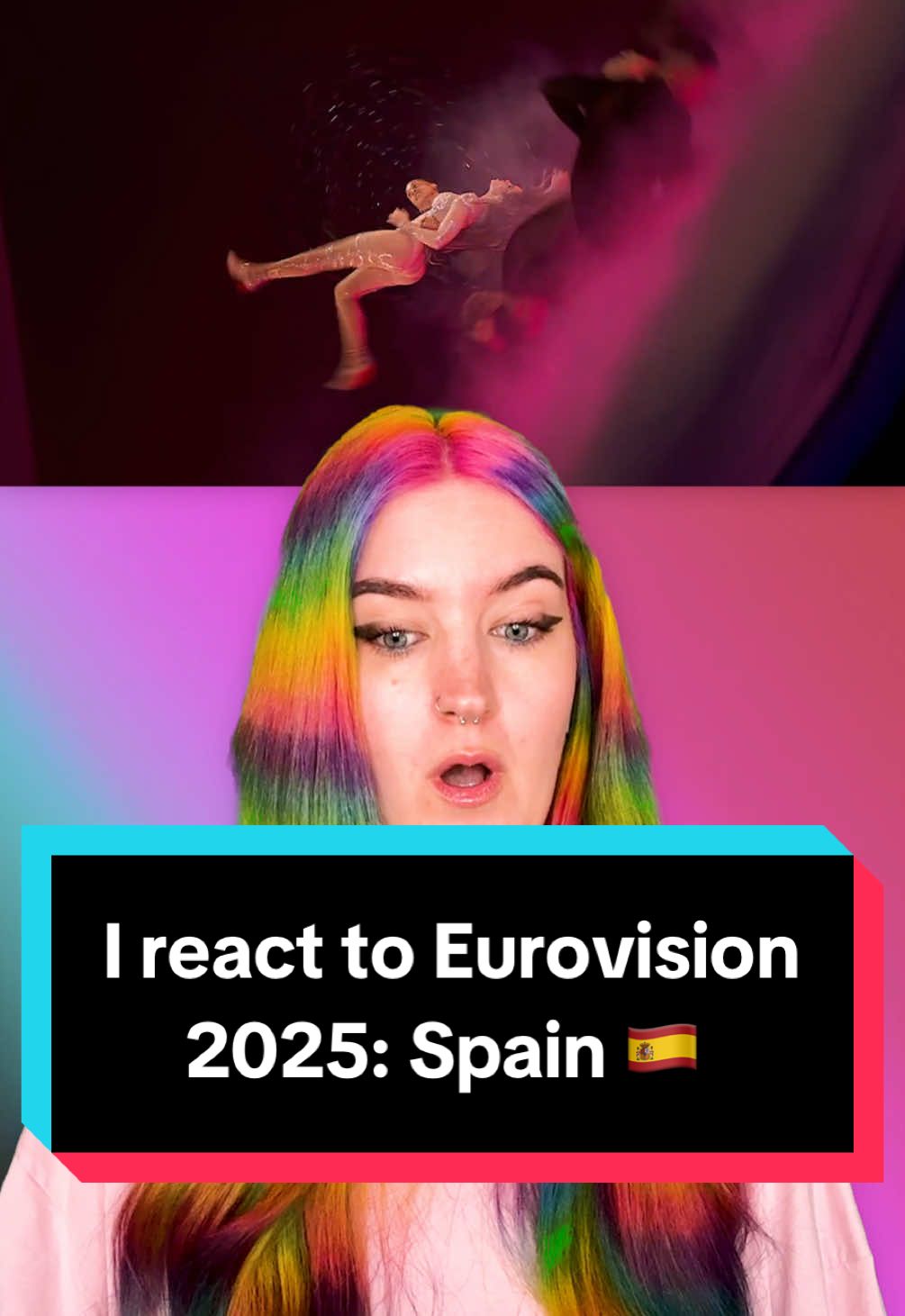 A post by @kellylouisekilljoy on TikTok caption: Replying to @Loganm10 I react to Eurovision 2025: Spain 🇪🇸 @Melody - Esa Diva 💃🏼 #eurovision2025 #spain #reaction 