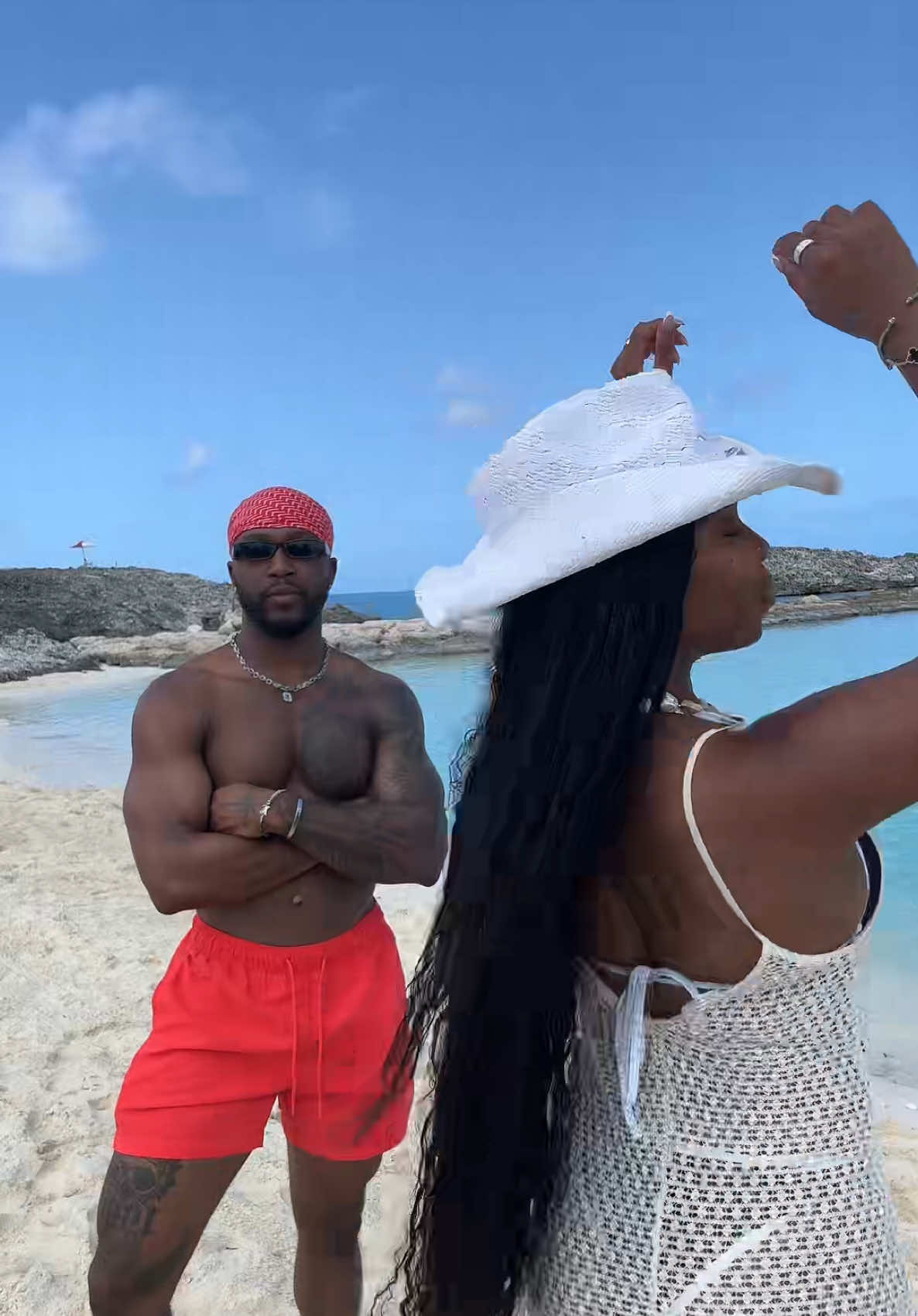 A post by @tajahferjuste on TikTok caption: 🤷🏽‍♀️ #vacation #baecation #couple #summervibes 
