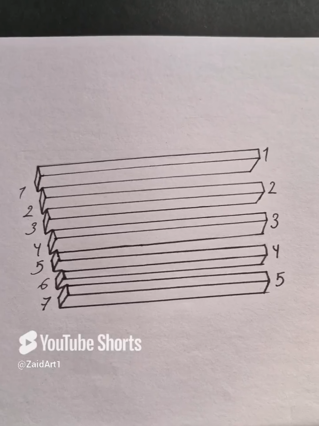A post by @zaidalhamwi on TikTok caption: ⚠️ Optical Illusion drawing... 😵‍💫!!! #shorts #drawing #art 