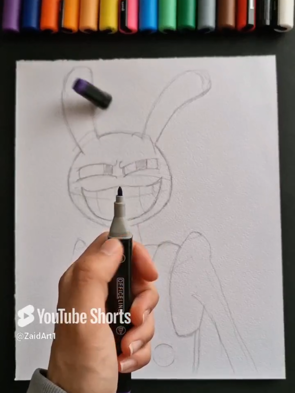 A post by @zaidalhamwi on TikTok caption: Easy (JAX) Drawing With Posca Marker #shorts #drawing #art #posca 