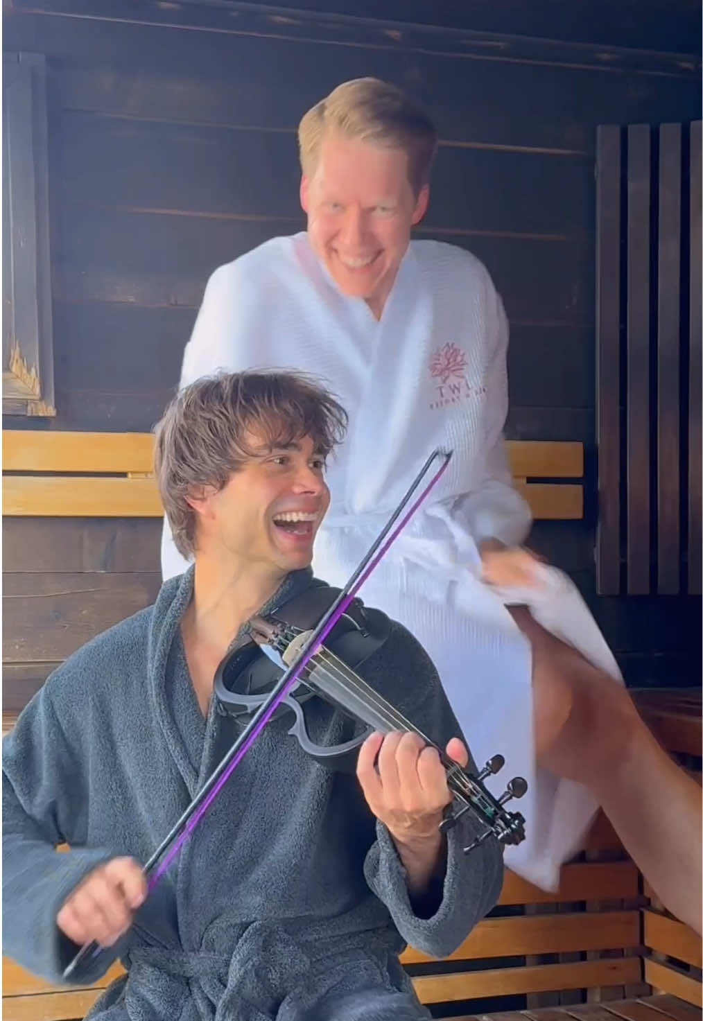 A post by @alexrybakofficial on TikTok caption: When time is short, but you still need to #barabadabastu 🥳 #eurovision #alexanderrybak #kjetilkrogstad @Kjetil Krogstad 
