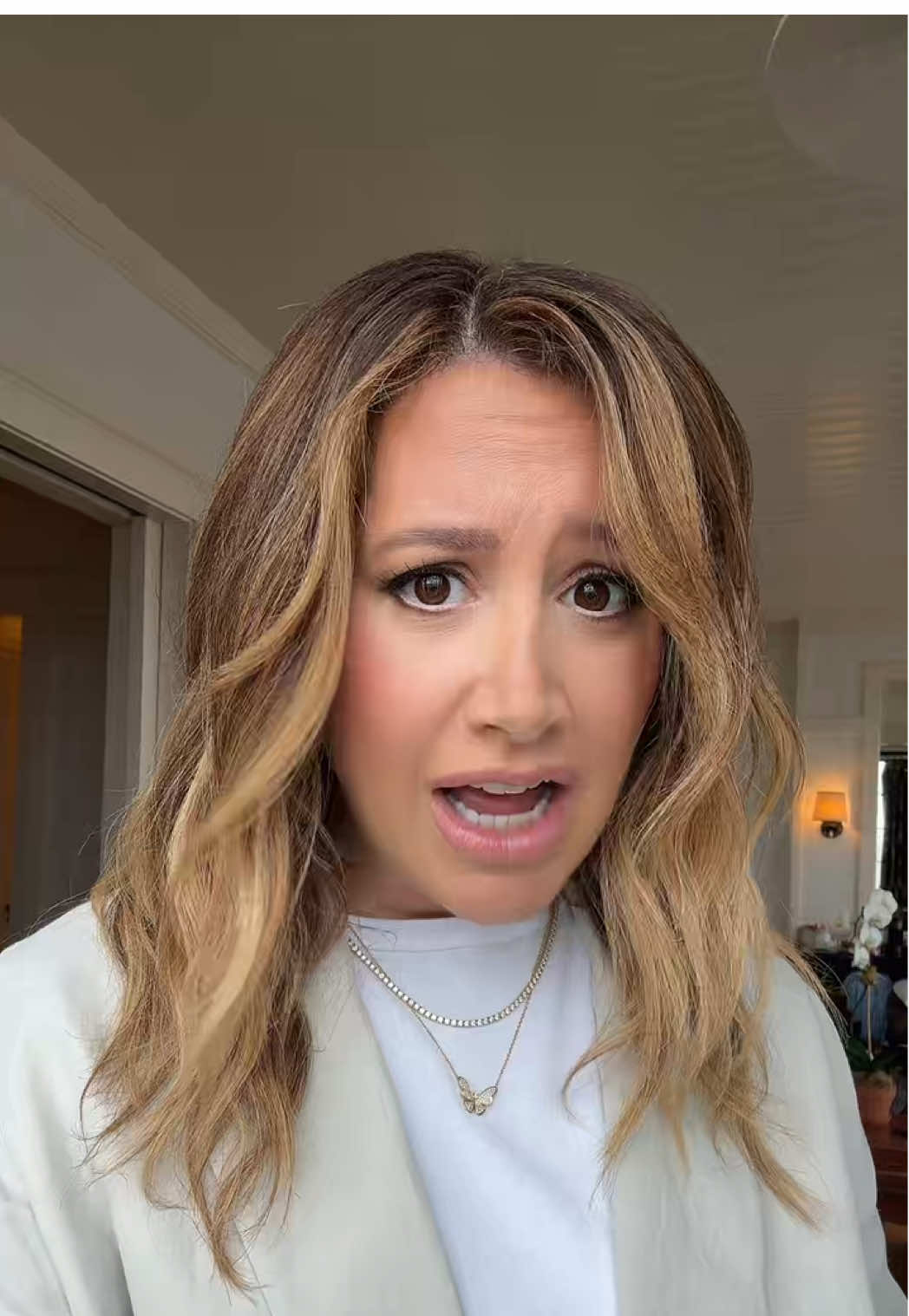 A post by @ashleytisdale on TikTok caption: When I have to wear makeup 2 days in a row 