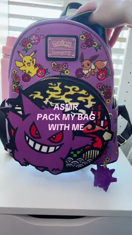 A post by @nintendo.grl on TikTok caption: ASMR version of packing this gengar loungefly bag from @Merchoid !! thank you so much merchoid for sending this over :)) 💜 // {GIFTED} #gengar#pokemon#loungefly#packmybagwithme#oddlysatisfying#asmr 