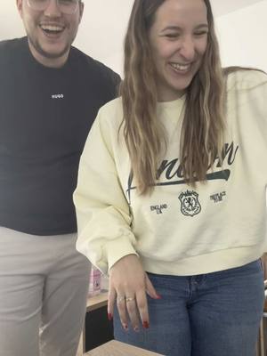A post by @laurebrnt on TikTok caption: On a fait le plein de pyjama !! 🥰😂 @lolo_cn #amour #bebe #couple #humour #momtok  