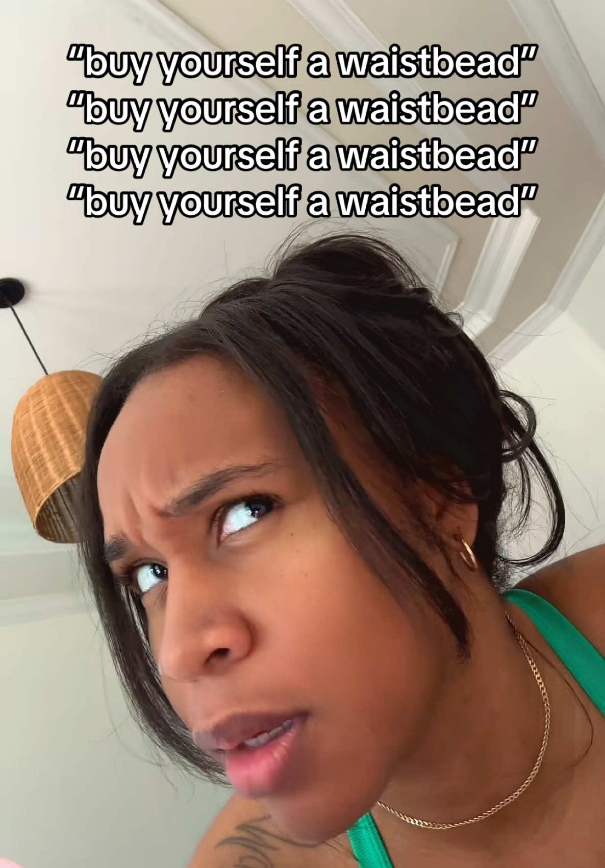 A post by @rainewaistbeads on TikTok caption: Y’all Hear Dat? #viral #fyp #relatable #waistbeads 