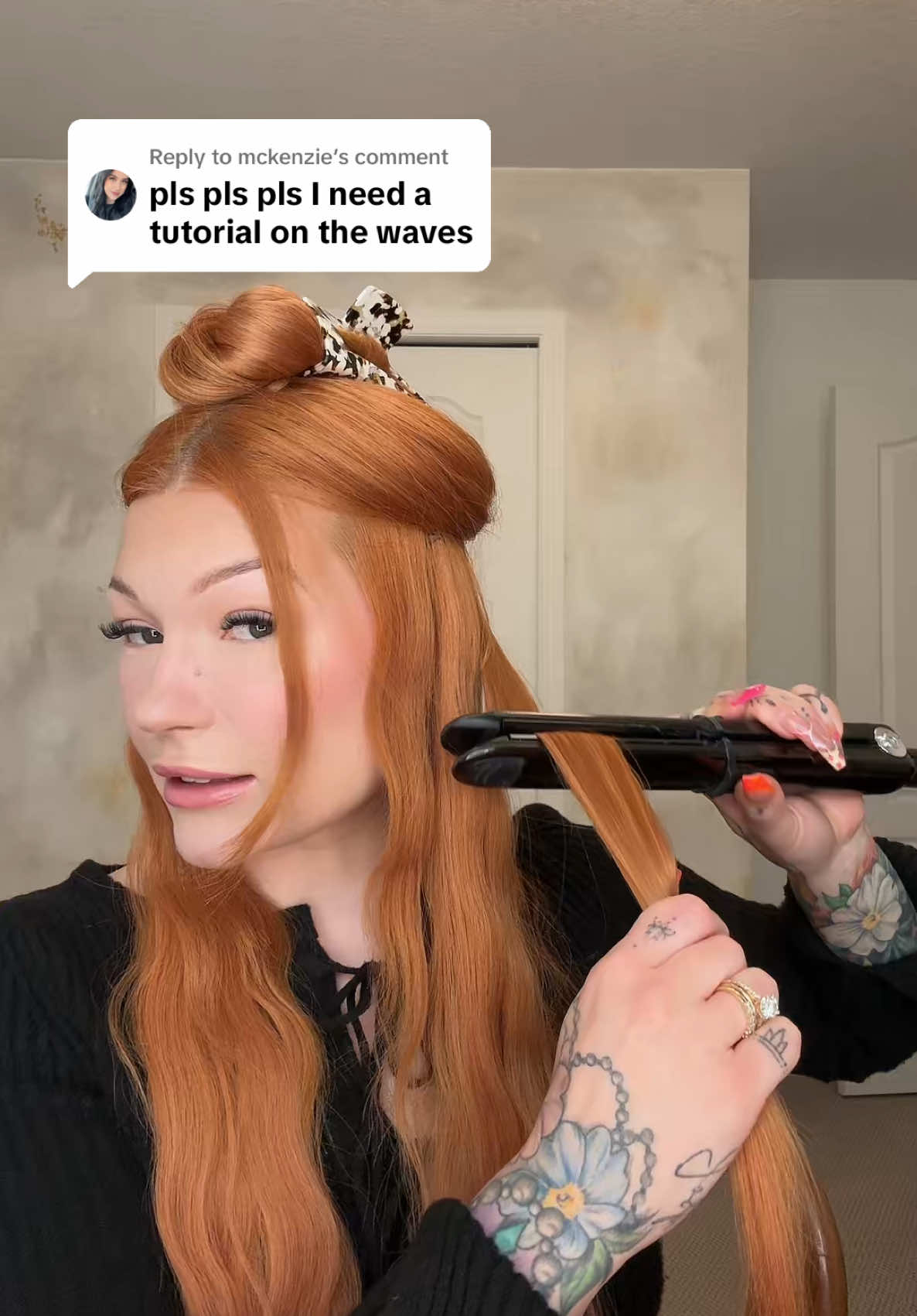 A post by @abbeybrookee on TikTok caption: Replying to @mckenzie how I styled my hair in my hair transformation video! 🫶🏻🤍 #copperhair #hairextensions #mermaidwaves #hairtok 