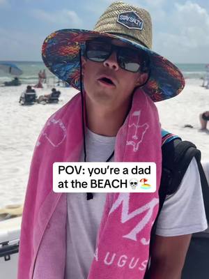 A post by @taylorrandsoph on TikTok caption: I know every DAD is like this at the beach 😭🫣 #taylorandsoph #funny #couple #comedy #goals #dad #husband #beach