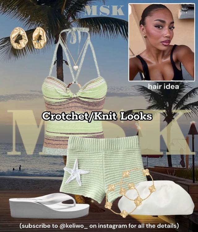 A post by @mskthestylist on TikTok caption: Follow for more!  #fyp #foryoupagee #foryour #knitwear #crotchet #fashiontiktok #fashion #commentary #summertime #summerlooks 