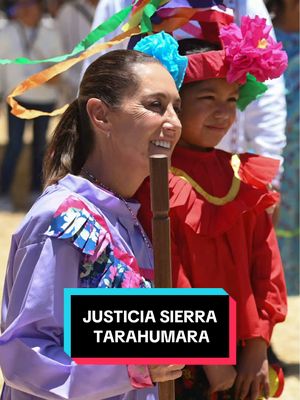 A post by @claudiasheinbaum on TikTok caption: Como parte del Plan de Justicia en la Sierra Tarahumara, entregamos en Chihuahua 317 hectáreas a la comunidad de Mogótavo, perteneciente al pueblo rarámuri, y 502 hectáreas a la comunidad de Mesa Colorada, del pueblo ódami. En nuestra visita a Baborigame, en Guadalupe y Calvo, reafirmamos que la Cuarta Transformación representa justicia histórica para los pueblos originarios. #presidentA #fyp #claudiasheinbaum 
