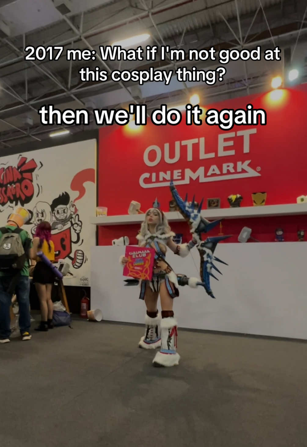 A post by @amandawelp on TikTok caption: just do it, and do it again and how many times you need to do #nevergiveup #cosplay #fyp 