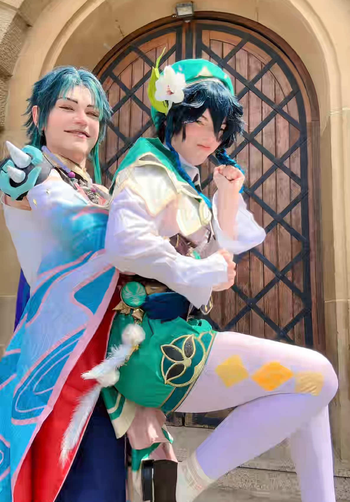 A post by @teacakecos on TikTok caption: canon event in mondstadt @Lena_Kuroi / レナくろい #genshin #gensinimpact #venti #venticosplay #xiao #xiaogenshinimpact #xiaoven #genshincosplay #hoyoverse #hoyoversecreators 