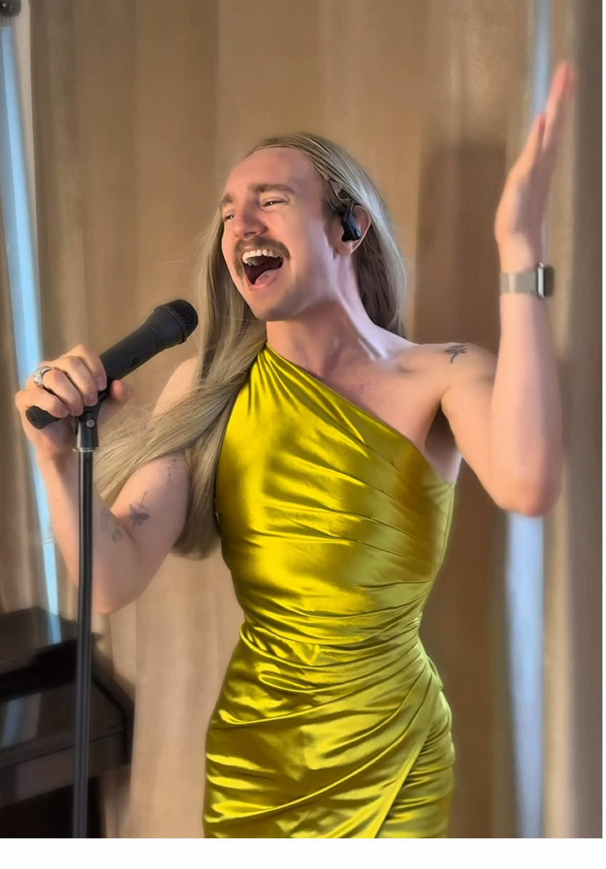 A post by @nicholas_flannery on TikTok caption: Anyone else performing their sold out world tour at 3am with 17 encores? And people ask why I’m so good walking in heels hehe #livingroomtour #mariahcarey #beyonce #taylorswifterastour #lipsyncbattle #divas 