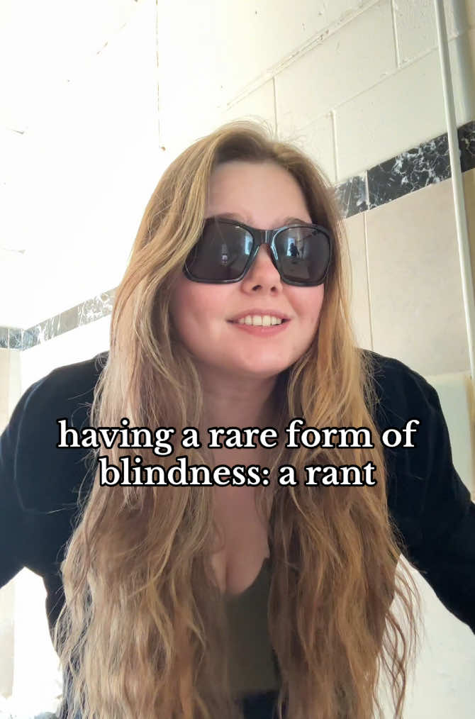 A post by @natashac44 on TikTok caption: Just let me wear sunglasses for my day blindness in PEACE 😭 #Achromatopsia #Colorblind #Blind #Blindness #Photophobia #DayBlindness #Sunglasses #Rant #Sun #Accessibility #FYP #ForYouPage #ForYou 