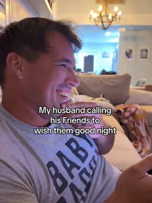 A post by @sammiefoo1 on TikTok caption: My husband calling his friends to wish them goodnight 😂 wait till the end 😂😂 #funny #husbandcalling 