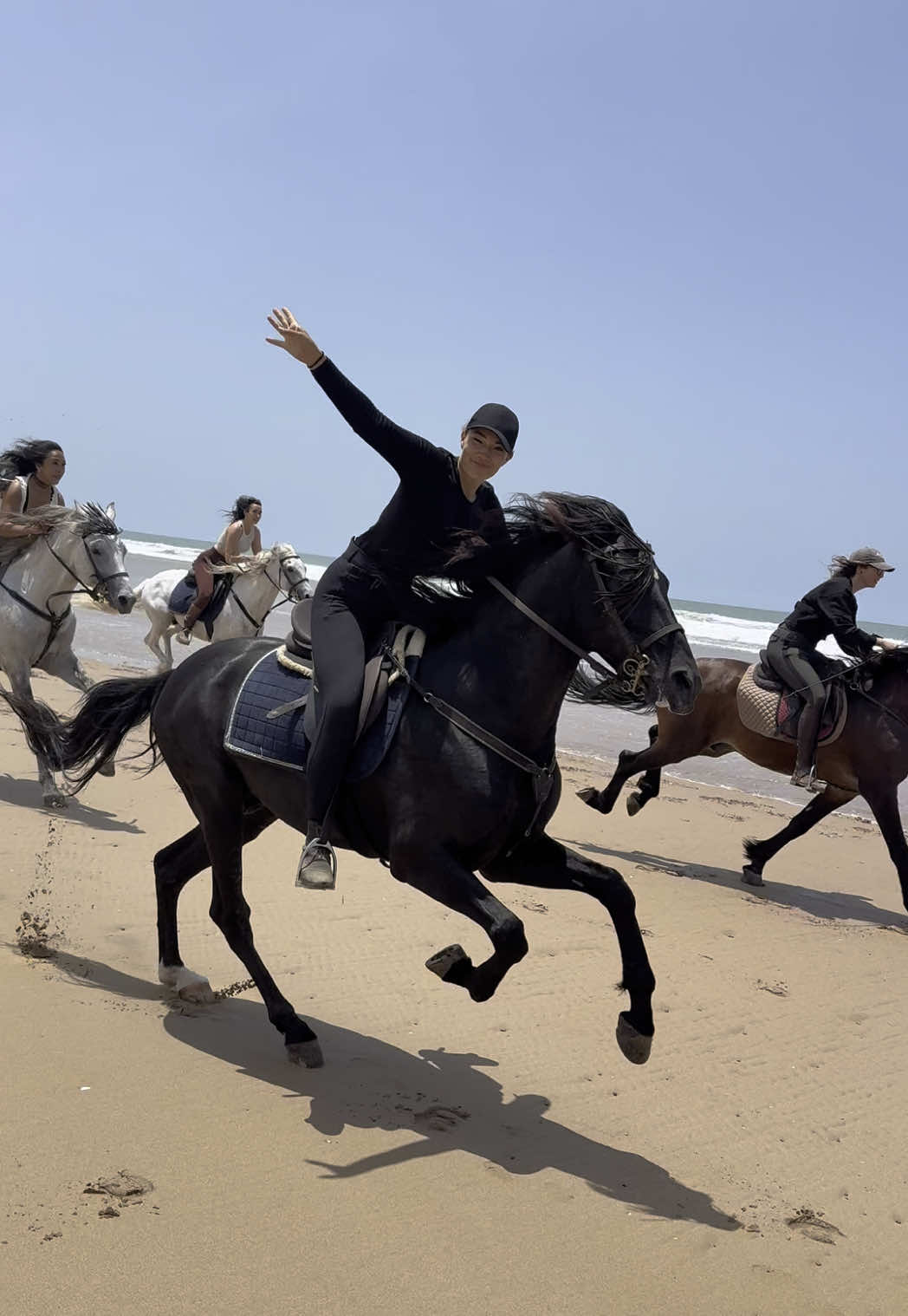 A post by @essaouirahorseparadise on TikTok caption: Let’s goooo! Morning rides with the girls 🐎🐎🐎 👉🏼 We are a Travel Agency based in Essaouira (Morocco). Join us for an unforgettable horseride holidays. Ride the best horses in town, and meet the best team of riders.  . . . . . . #horses #horsesoftiktok #horse #horsetok #equestrian #fyp #cheval #fypage #viral #viralvideo #pferd #horsesontiktok #лошадь #horselove #essaouira #morocco #lovak #caballos #cavalli #horsegirl 