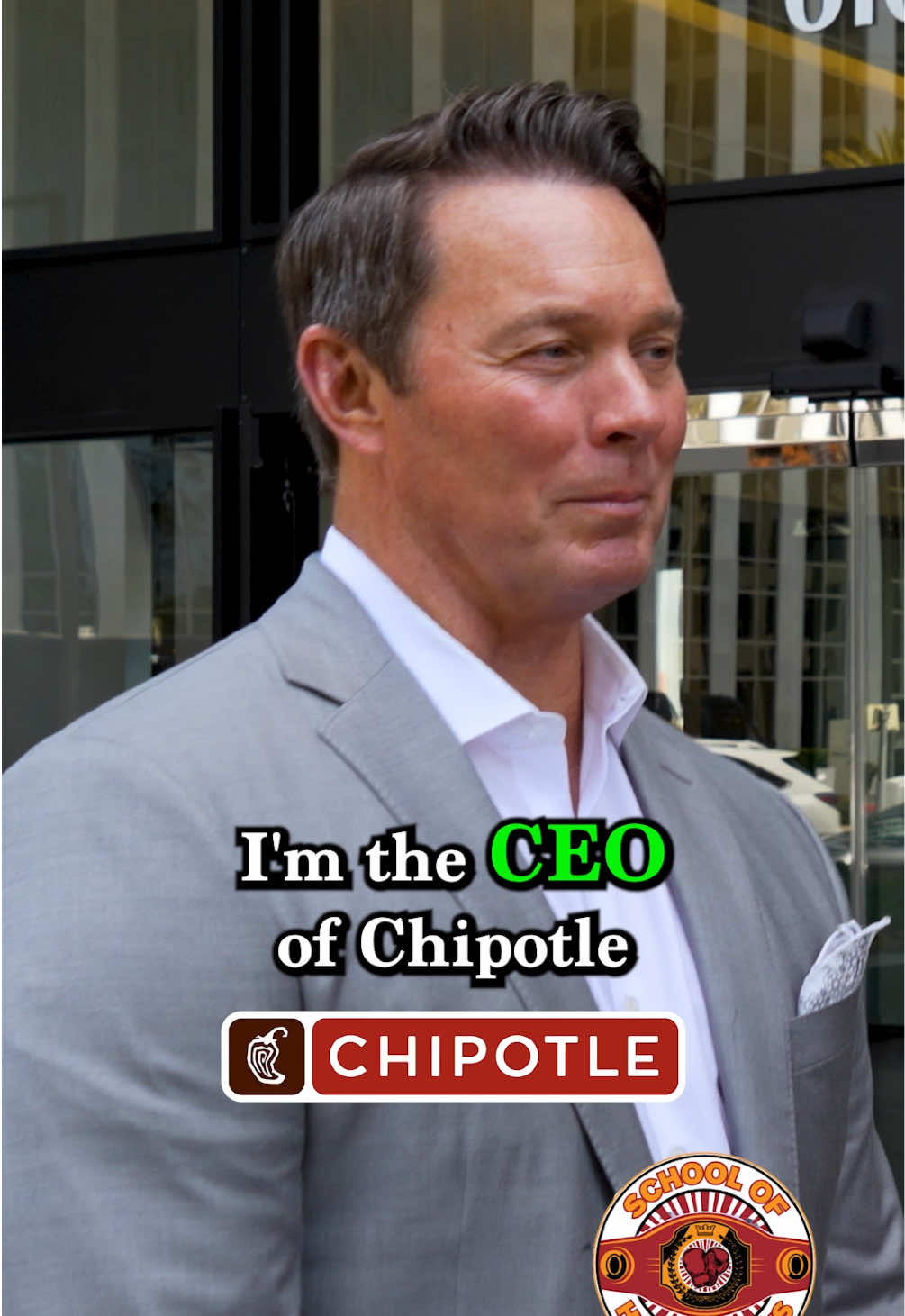 A post by @theschoolofhardknocks on TikTok caption: I interviewed the CEO of CHIPOTLE 🤯 I asked @Chipotle CEO Scott Boatwright how he went from humble beginnings to the CEO of one of the biggest companies in the world. I asked him the best advice he received throughout his career from a mentor. Lastly, I asked him to teach me a lesson about business that’s not taught in school. #wealth #entrepreneur #financialfreedom #motivation 
