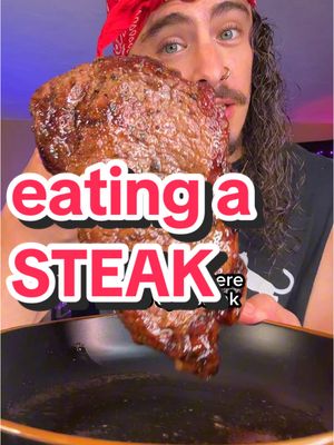 A post by @cainkerner on TikTok caption: I do not only eat #fruit. This is a #steak. I ate it on camera for you to show you.