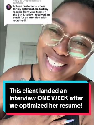 A post by @6figurechickconsulting on TikTok caption: 🎉 Landed an interview in just a week after getting your resume back! If you want similar results, 🔗 to the Optimizer is in our bio! #6FigureChickConsulting #foryou #careertok #blackwomenintech #fyp #linkedin #techtok #foryoupage #corporatelife #newjob #follow #careertransition #careeradvice #featureme #wfhjobs #remotejobs #followme #jobsearch #resumehelp #networking #TipOfTheDay #LinkedInTips #CareerStrategist #ResumeTips #InterviewingTips #BlackTech #CareerTransition #NewJob #JobHelp #CareerAdvice #ProfessionalNetworking #CareerPlan #CareerGoals #LinkedInHelp #ResumeOptimization #SkillBuilding #ConfidenceBuilding #InterviewPrep