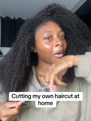 A post by @jada.tiara1 on TikTok caption: Did I make the right decision cutting my own haircut at Home ?! 🫣💔 #haircut #haircutathome #cuttinghair #fyp #cuttinghairathome  Products used:  @Creme of Nature Mousse  