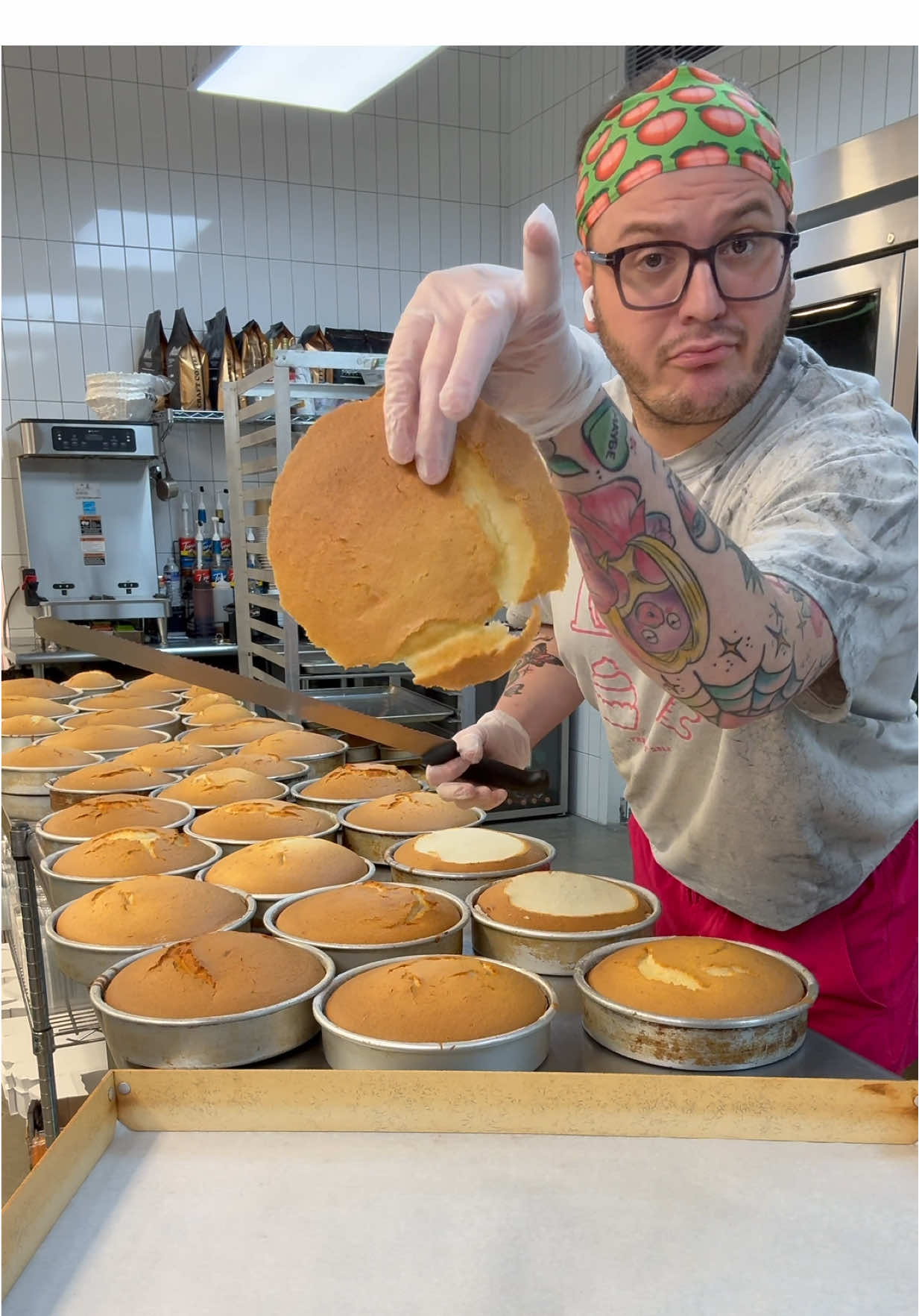 A post by @trashyqweenz on TikTok caption: We’re a hot mess but we’re doing it 🫠#bakerylife #cakesfordays #cheesecake 