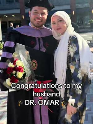 A post by @omavery on TikTok caption: Biggest congrats to my amazing husband, the most handsome dentist around Dr. Omar Albakour #wemadeit #rutgers #90dayfiance #married #dentist #detalschool #graduation 
