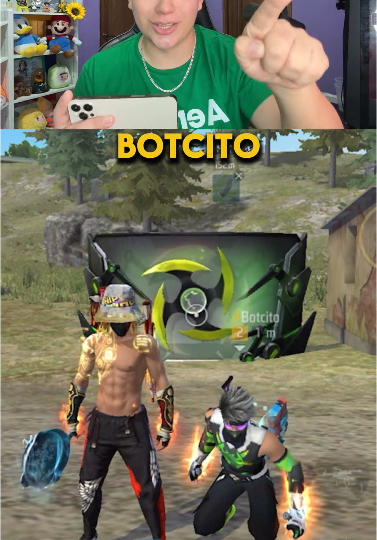 A post by @soysuco on TikTok caption: Suco le da ropa en free fire a un Botcito😱 Final triste💔😭!
