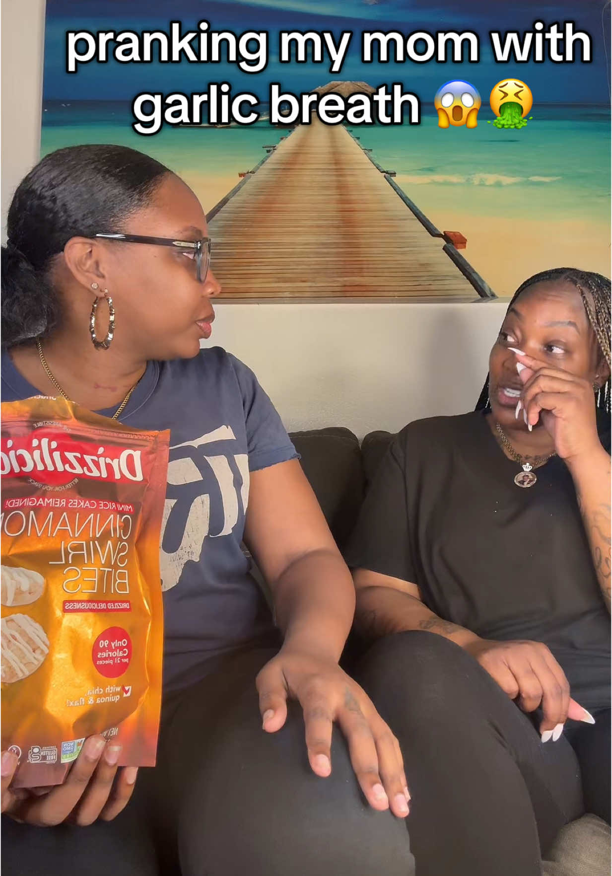 A post by @aushyyyyy on TikTok caption: she really don’t have no filter 🤣🤣🤣🤣 #viral #foryoupage #msfyatee #aushy #pranks #foryoupage❤️❤️ #garlic #breathe 