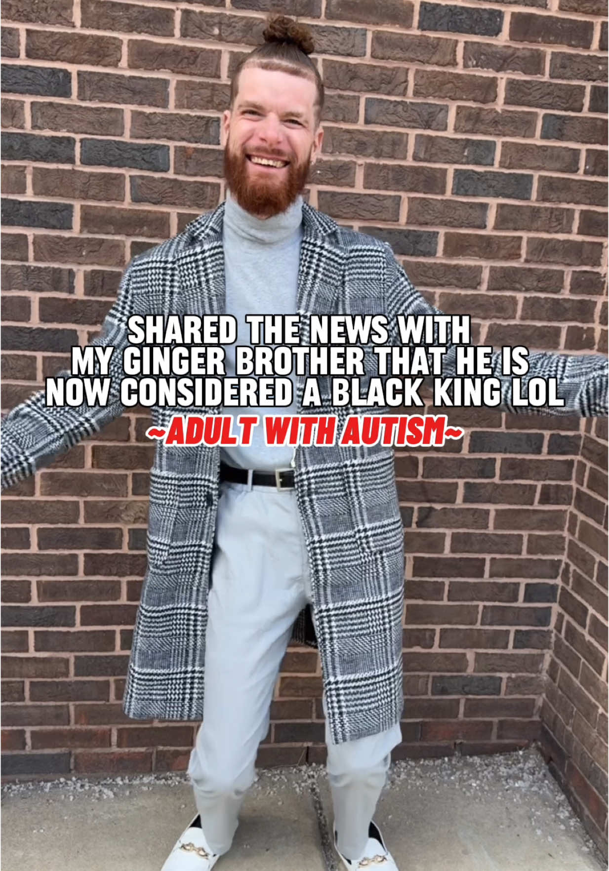 A post by @waxesbydes on TikTok caption: He took the news well guys lol🤴🏽🖤 #family #familytime #autismfamily #adultswithautism #autismacceptance #asd #autismawareness #autistictiktok #autism #autistic #adultwithautism #autismacceptance #autismoftiktok #familyfun #autisticadult #caregiver #ginger 
