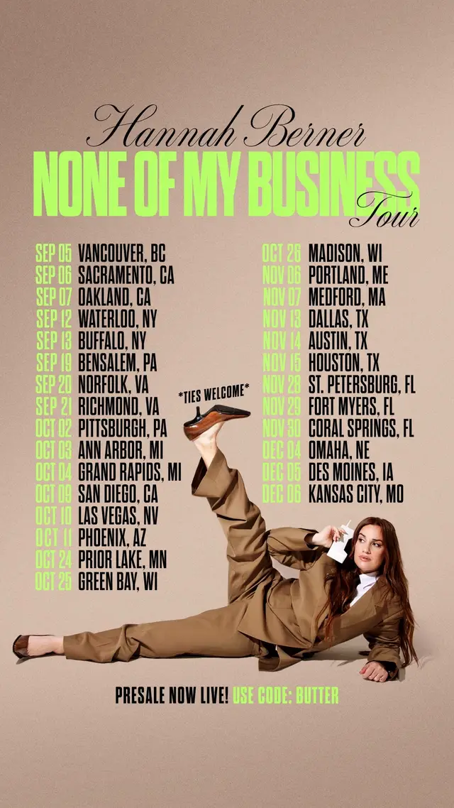 A post by @hannah_berner on TikTok caption: NEW TOUR! NEW SHOW! NEW SCARED BOYFRIENDS! TICKET LINK IN MY BIO! IM SO EXCITED TO SEE YOU GUYS! SORRY FOR YELLING