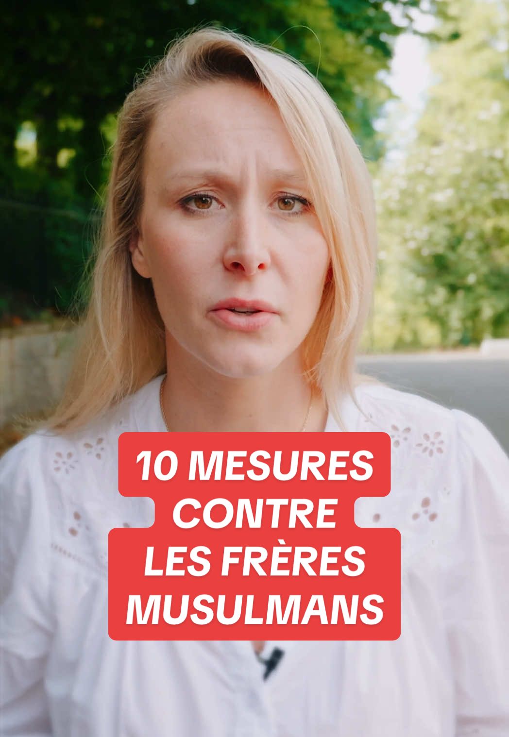 A post by @marion_marechal on TikTok caption: Comme un rapport le confirme aujourd’hui, notre pays est menacé par une confrérie islamiste qui veut imposer aux Français la charia : les Frères musulmans.  Monsieur le Ministre Bruno Retailleau, vous avez le devoir d’agir.  Voici les 🔟 mesures que vous pouvez prendre sans attendre.