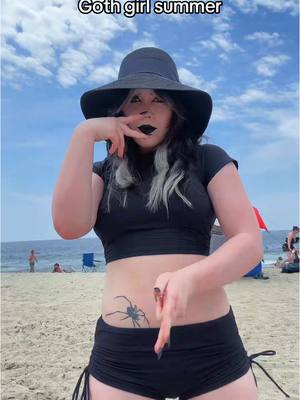 A post by @swaggy_cucumber on TikTok caption: In love with this new fit for the beach omgg #goth #gothic #gothgirl #gothicgirl 