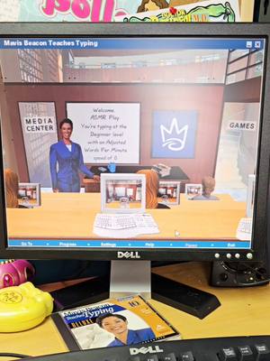 A post by @asmrplayroom on TikTok caption: Let's Play 1998 Mavis Beacon Teaches Typing  #asmr #keyboard #typing #mavisbeacon #vintagepc #windowsxp #windows98 #90s #nostalgia #letsplay #pcgame 