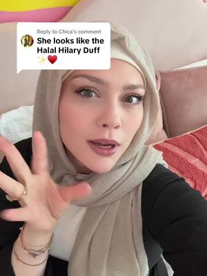 A post by @omavery on TikTok caption: Replying to @Chica I don’t see it but I appreciate it ❤️ #lookalike #halal #hijabi #celebrity #celebritylookalike #hijab #hillaryduff 