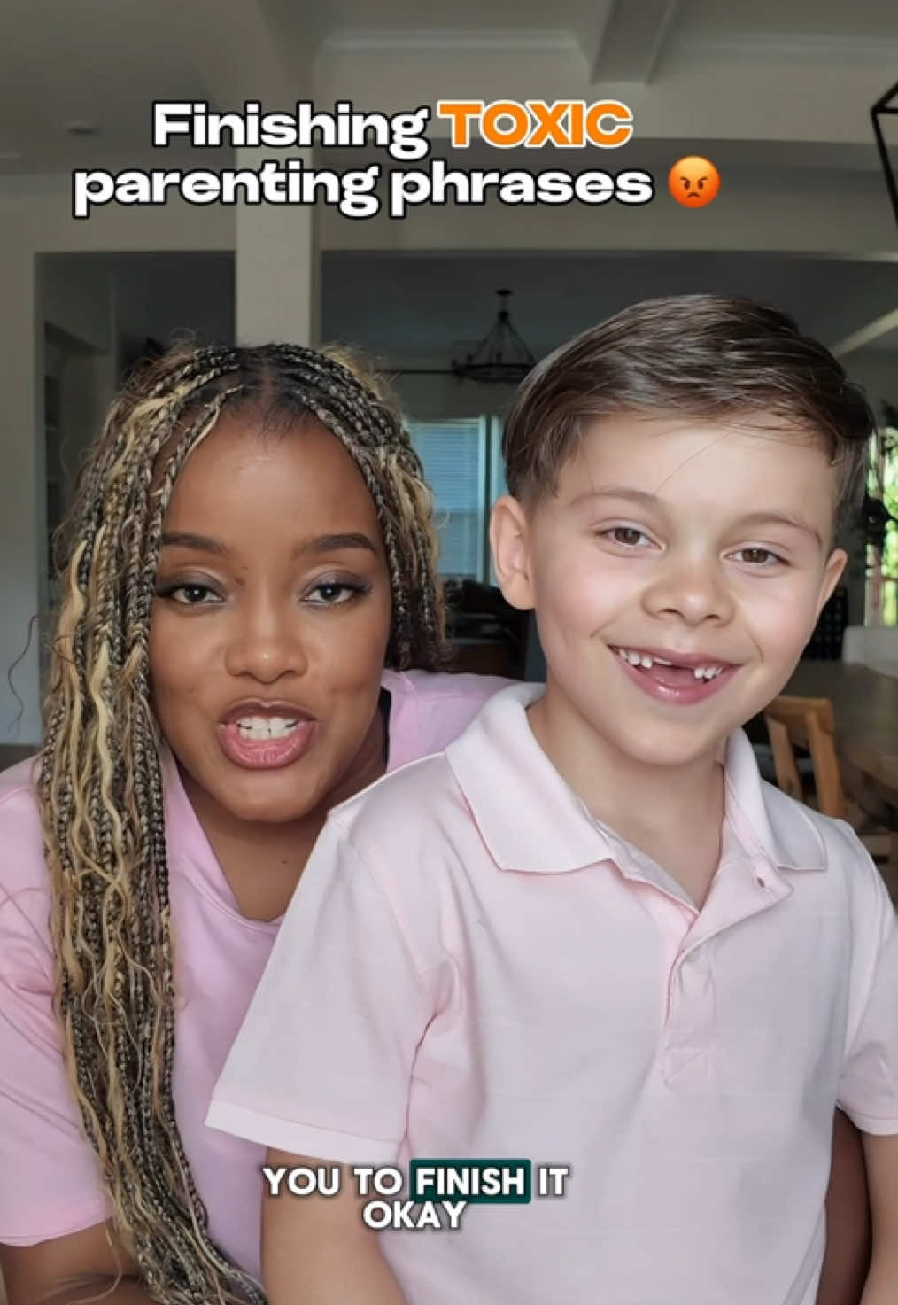 A post by @team2moms on TikTok caption: Do you prefer Lucas’ answers or the original phrases? #trend #parenting #trending 