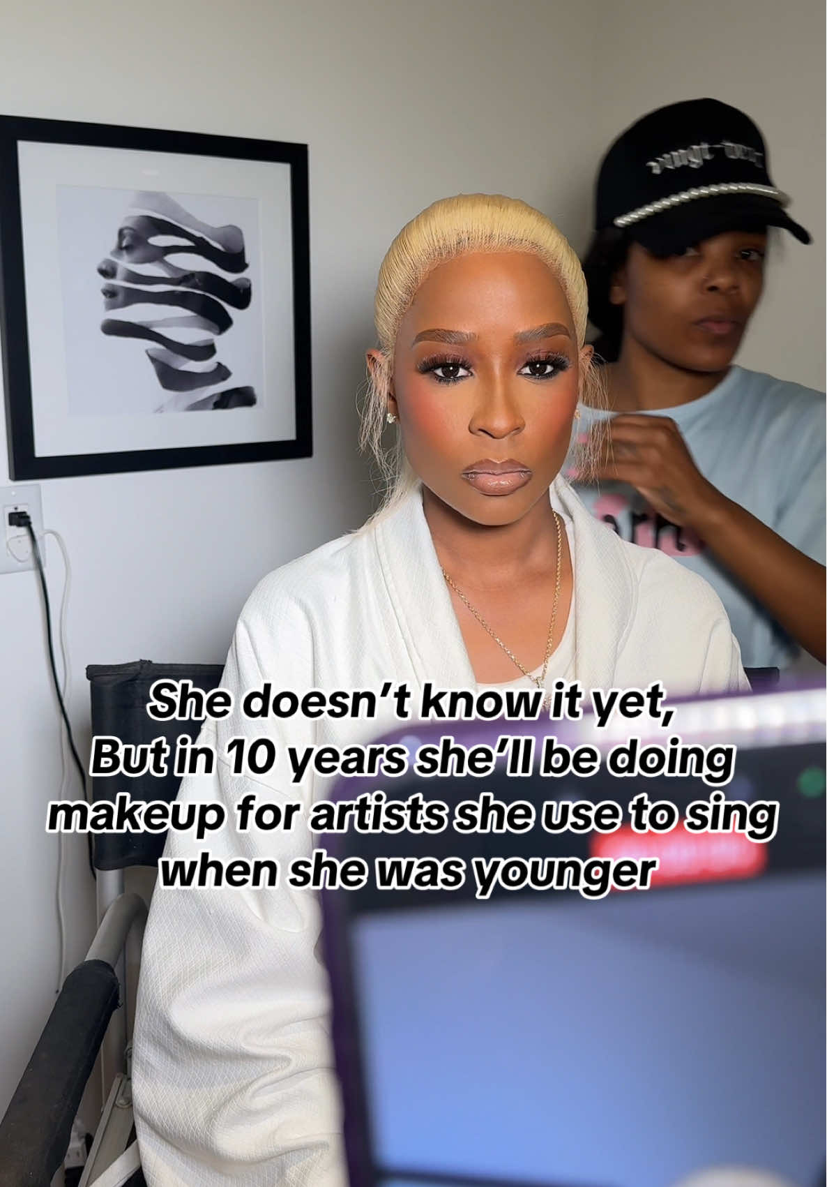 A post by @itsnef on TikTok caption: Dej Loaf was really my whole 2014-2016 era 😂 I had to embarrass myself for the full circle moment 😭 loving this for me, go little rock star 🥰🫶🏾 #fyp #makeupartists #celebritymakeupartist #blackgirltiktokers🤎 