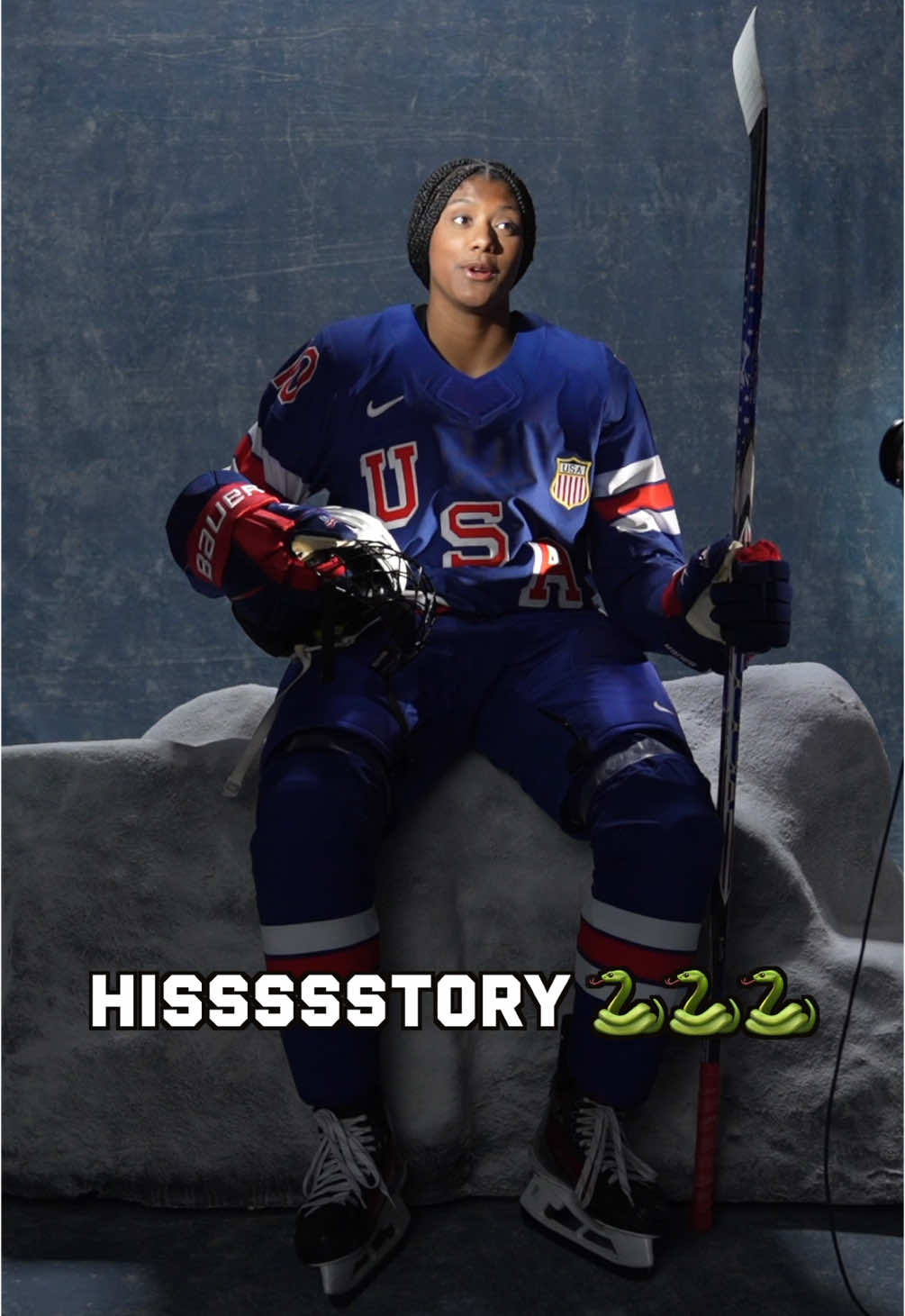 A post by @teamusa on TikTok caption: @laila edwards is hisssstory in the making 🐍 #teamusa #lailaedwards #hockey #winterolympics #behindthescenes 