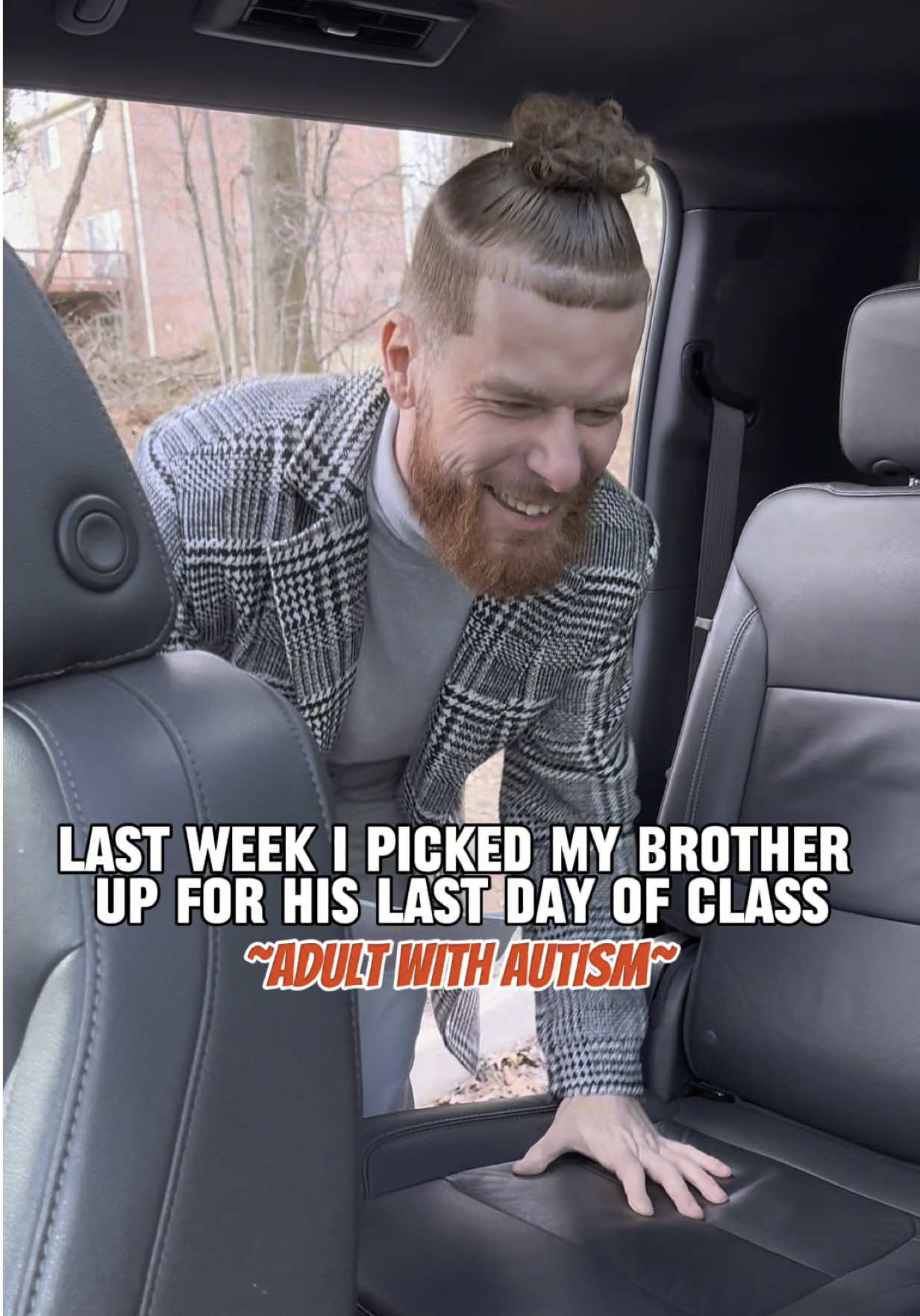 A post by @waxesbydes on TikTok caption: He always got so much to tell em when he get in my car😂🤦🏽‍♀️ #family #familytime #autismfamily #graduation #graduate #autismacceptance #adultswithautism #asd #autismawareness #autistictiktok #autism #autistic #adultwithautism #autismoftiktok #familyfun #autisticadult #caregiver #ginger #college 
