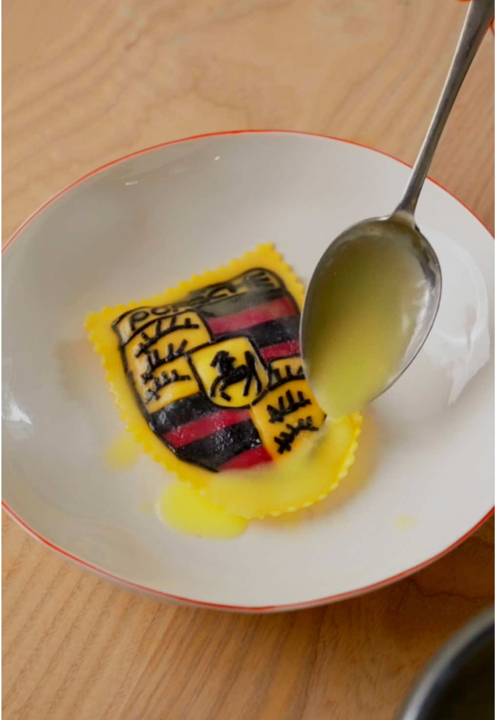 A post by @porsche on TikTok caption: When Porsche meets pasta. 🍝 📼 @The Pasta Man 