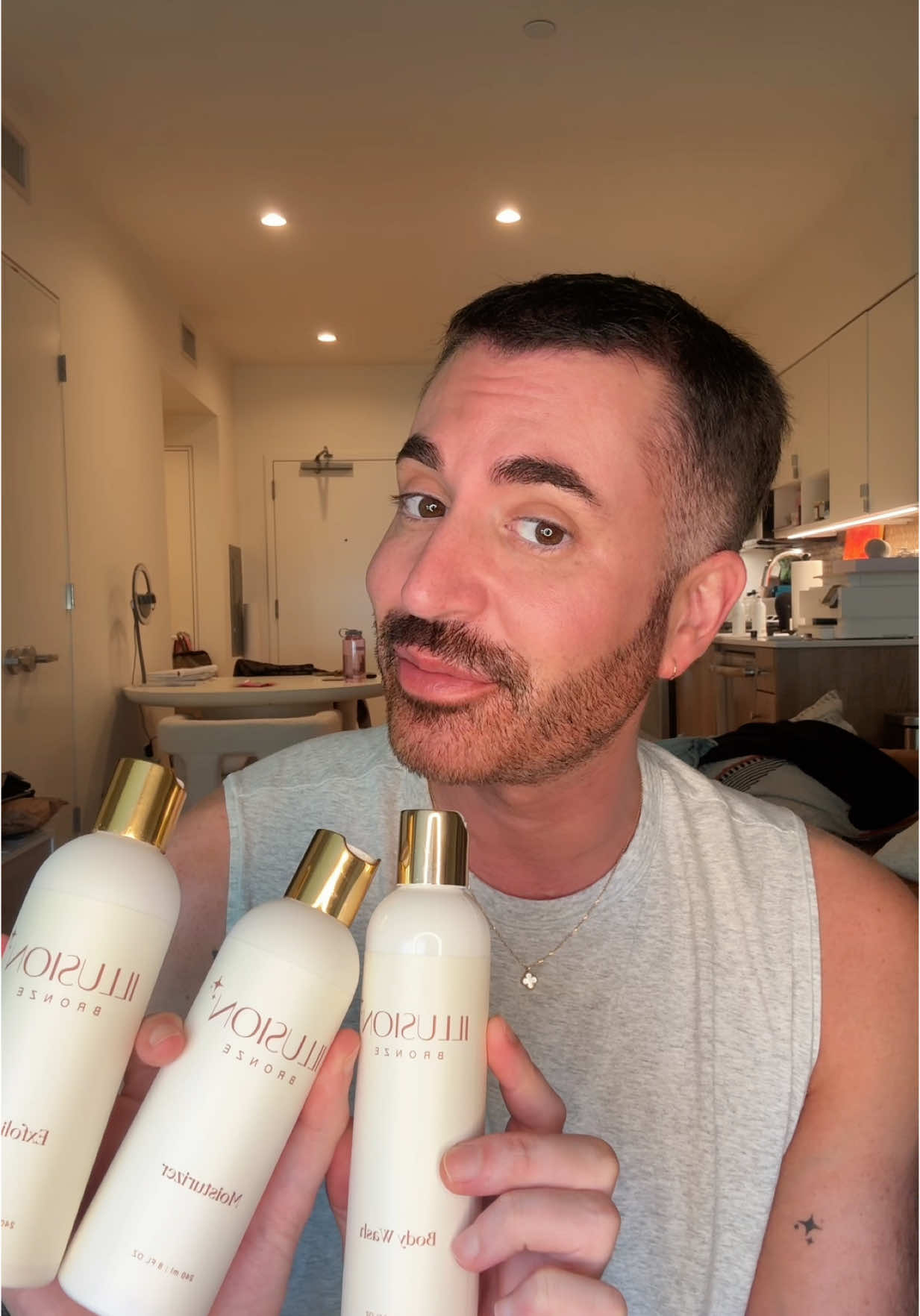 A post by @mvstevens on TikTok caption: #selftan girlies 🚨 if you want your tan to last 10 days instead of 5? I GOT YOU with the new @illusionbronze body care bundle 😮‍💨 i worked so hard on these and hope you love them as much as i do 😘 #smallbusiness #supportsmallbusiness #selftanner #BeautyHacks 