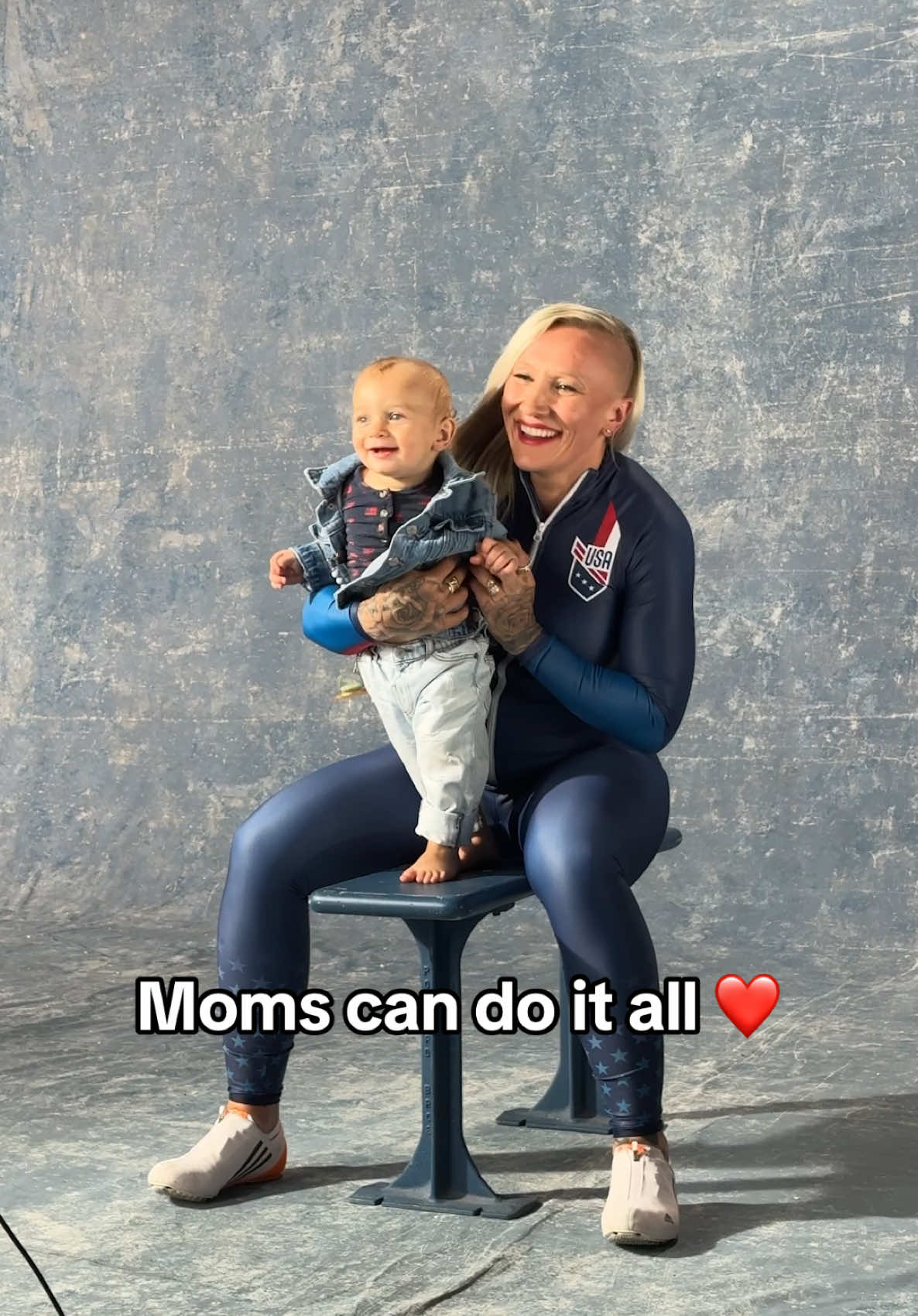 A post by @teamusa on TikTok caption: It’s bring your baby to work day for @Kaillie Humphries 🥹 #winterolympics #teamusa #bobsled #Olympics #mom #momlife #momtok #goldmedals 