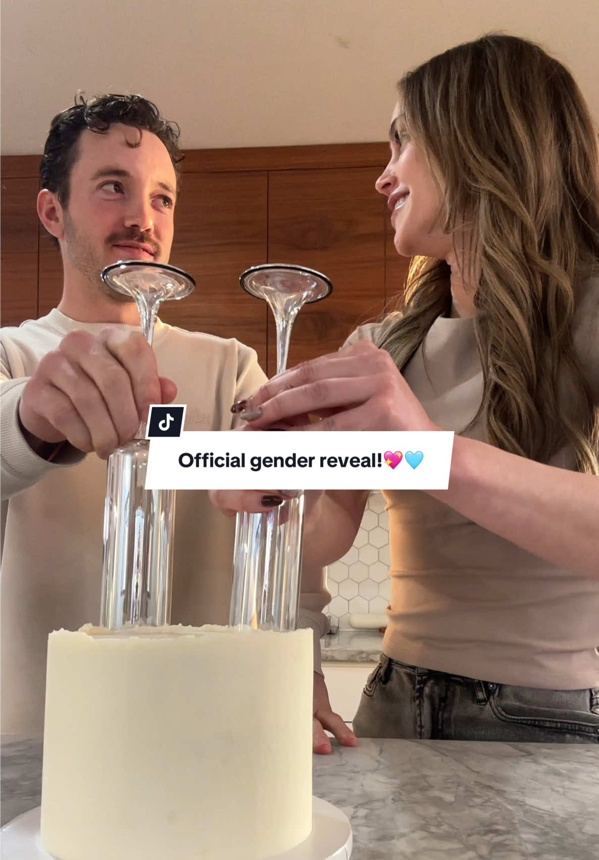 A post by @mikaylamatthews on TikTok caption: Baby number four is a……👀 💖🩵 #pregnant #youngmomsoftiktok #genderreveal #announcement @Jace Terry 