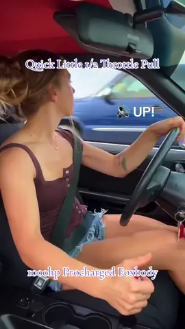 A post by @montanablueee_ on TikTok caption: 1000hp Stick Shift Procharged Foxbody- Quick 1/2 Throttle Pull #streetcar #dragrace #streetrace #stickshift #ford 